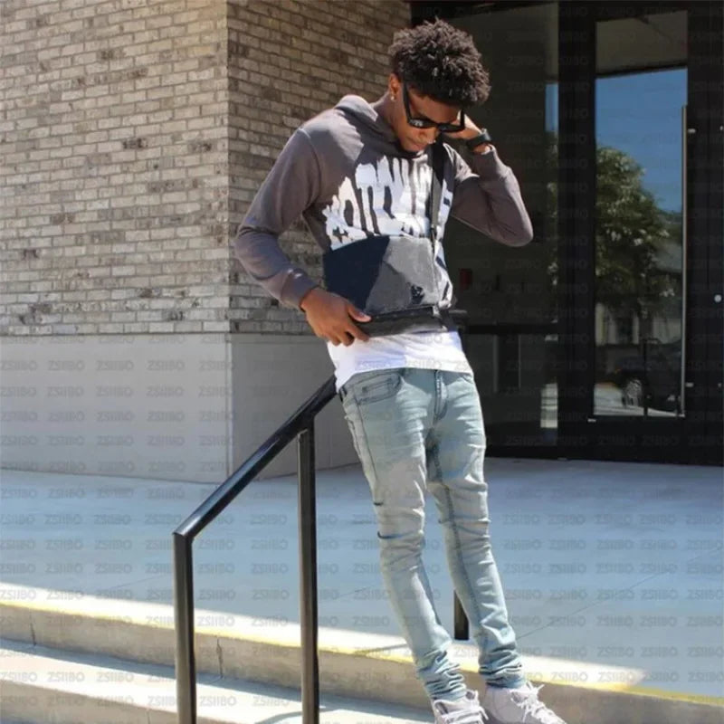 Men Clothing Letter Fashion Hoodie Alphabet Blast Print Pattern Men Ha