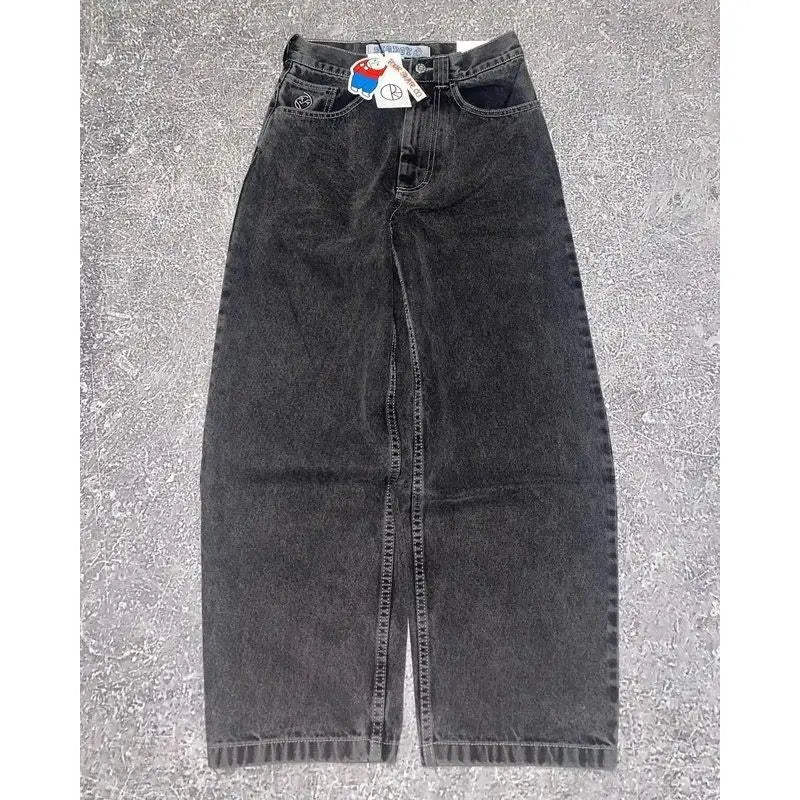 y2k polar skate big boy jeans gothic straight vintage skateboard wide leg denim pants embroidery blue loose jeans men clothing unique jeans style 3839