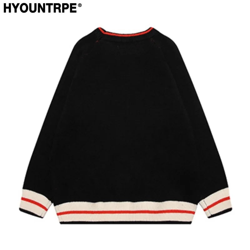 hip hop knitted sweater mens autumn winter o neck skulls pullover streetwear casual warm loose sweaters unisex jumpers knitwear unique limited edition hoodie, aesthetic street look hoodie, trendy hip hop style outerwear