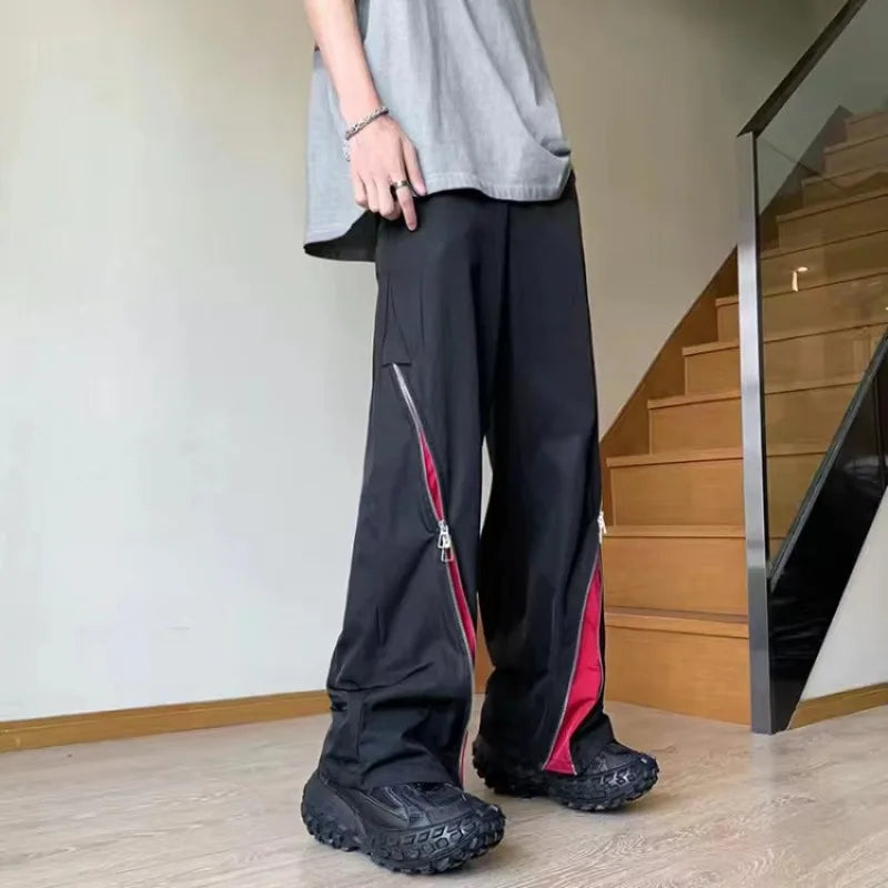 baggy casual y2k pants retro hip hop zipper cargo pants sweatpants men women harajuku letter joggers women trousers streetwear unique joggers style 872