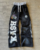 cargo pants men double elastic waist patchwork letter pattern y2k joggers men baggy hosen vintage casual sweatpants streetwear casual joggers