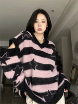 grunge knit pullover for fall and winter, oversized aesthetic with urban style, mens fashion layer for modern streetwear coll
