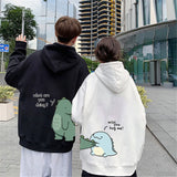 Black Hip Hop Couple Hoodie Men Women Lovers Sweatshirt Girl Cartoon T