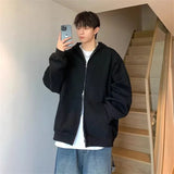 Y2K Minimalist Zip Collar Top – Winter Mens Fleece Zipper Hooded Sweatshirts 2025 New Classic Solid Color Oversized Hoodies Y2K Streetwear Outerwear Tracksuit | Zip Knit Drop #233