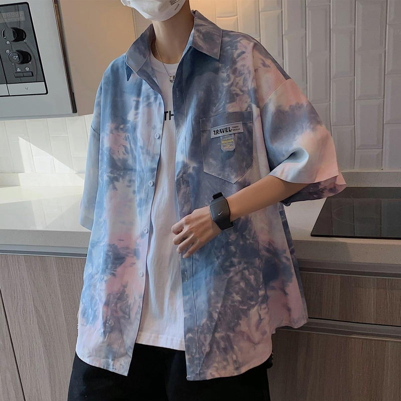 2023 Summer New Light Luxury Fashion Short-sleeved Shirt Men Top Coat Comfortable Casual Shirt Boutique Clothing Simple Style