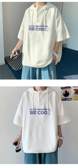 Harajuku Vintage anime – New Mens Casual Hooded Y2K T Shirt Summer Short Sleeve