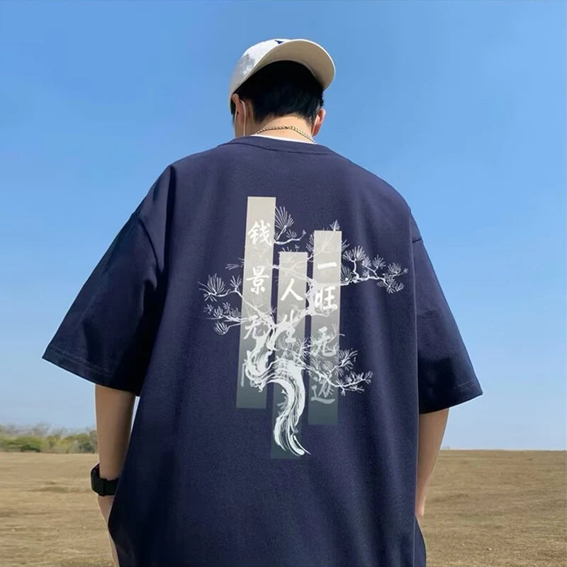 Harajuku Vintage anime – Chinese Style Graphic Short Sleeve T Shirts Mens Fashion