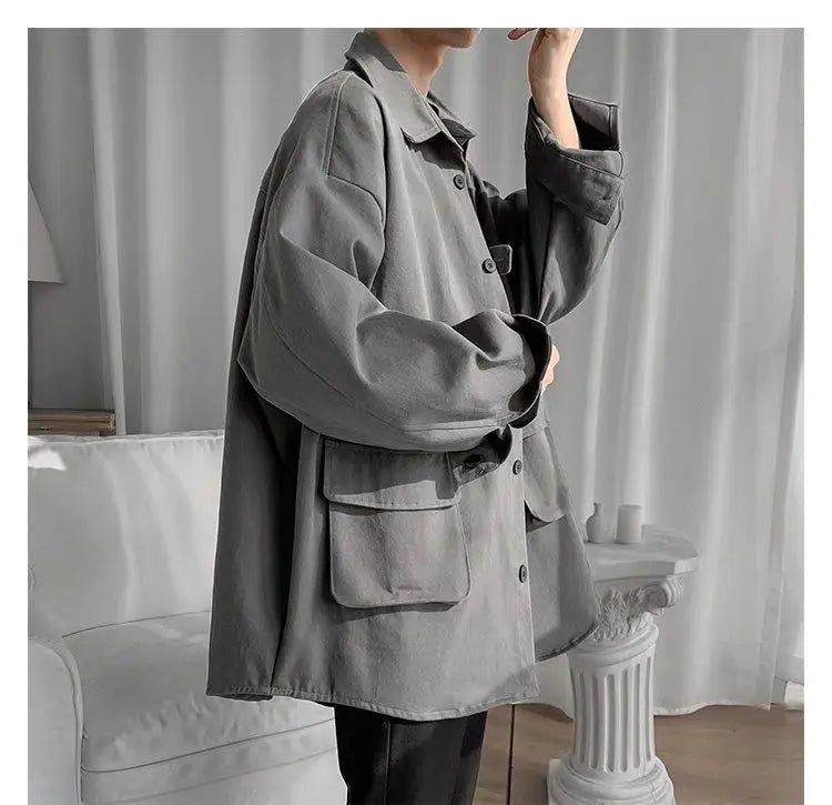 Original shirt men long-sleeved Korean style trendy loose handsome work shirt ins trendy brand spring