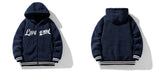 men fleece jackets and coats casual letter embroidery hairy zipper hooded outerwear warm streetwear parkas loose bomber jacke - variant style de1f03 for streetwear fashion
