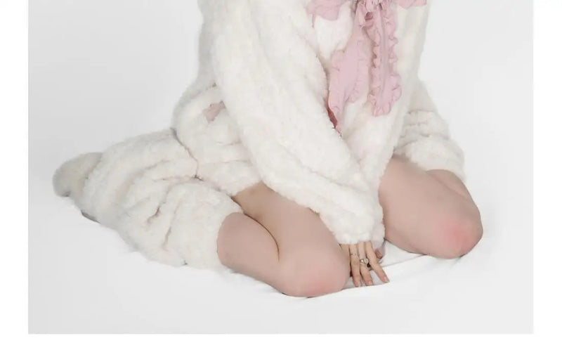 Harajuku Little Wildcat Hoodies Women Bodysuit Black Tie Bowknot Cute