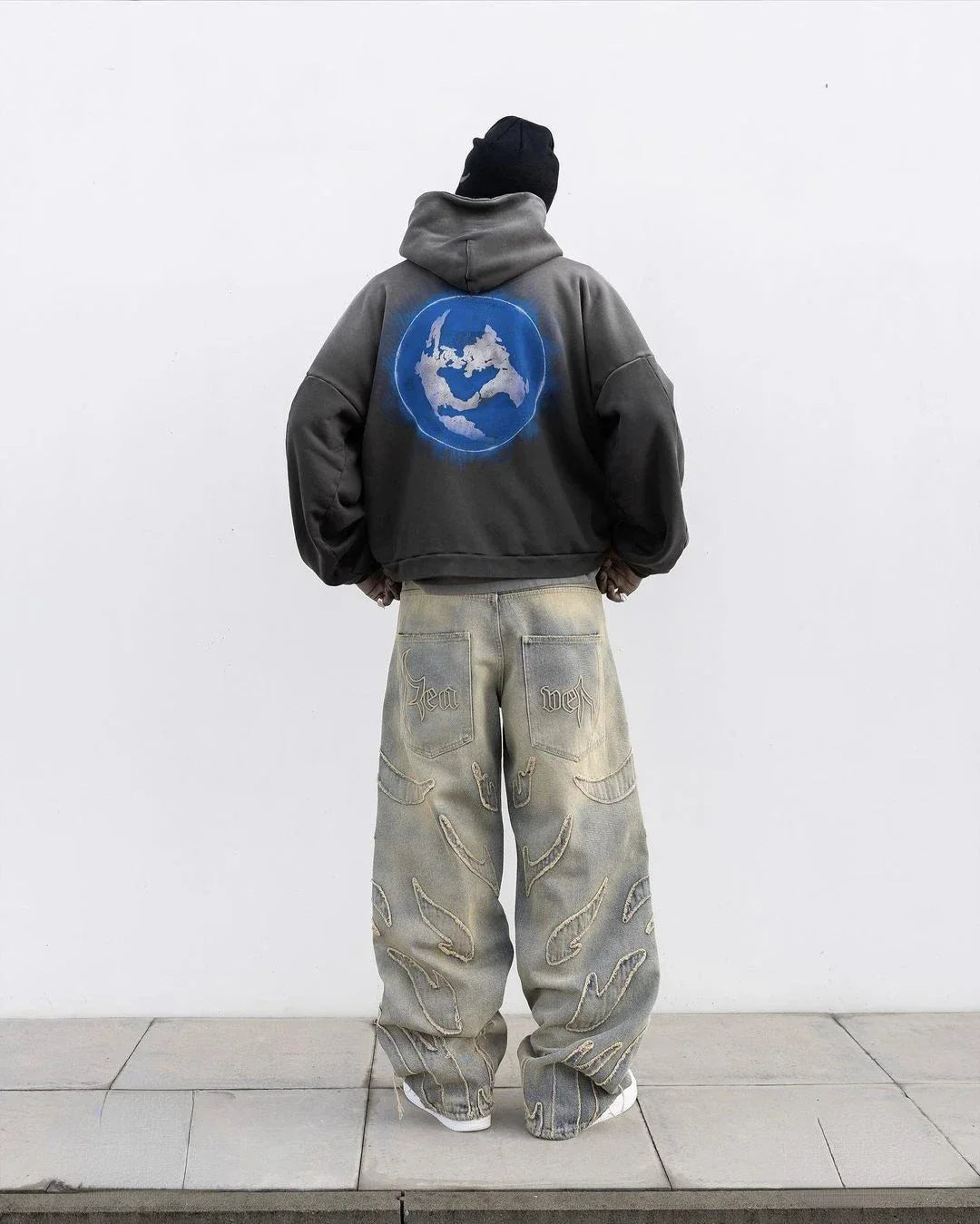 new hot selling ripped raw edge embroidered denim trousers retro harajuku baggy jeans y2k men women hip hop punk casual pants denim street jeans