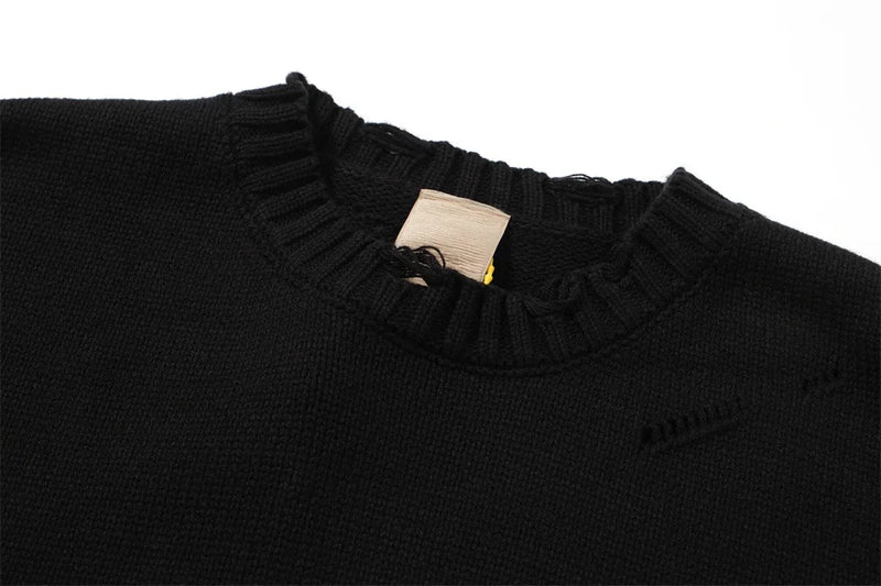 techwear flame knit sweater with structured oversized fit, ideal for cold streetwear layers, men’s streetwear clothing piece 