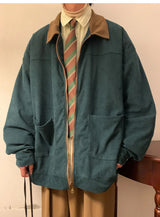 American Retro 2024 Mens Bomber Jacket Windbreaker Casual Handsome Zip