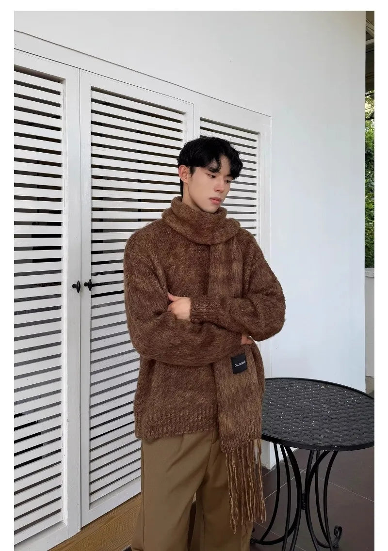 oversized knit pullover, fall/winter fashion, soft knit pullover with flame design, y2k fashion statement