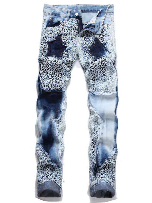 fashion stars patchwork mesh denim jeans new casual slim fit biker trousers skinny jeans men streetwear hip hop pants joggers unique joggers style 320