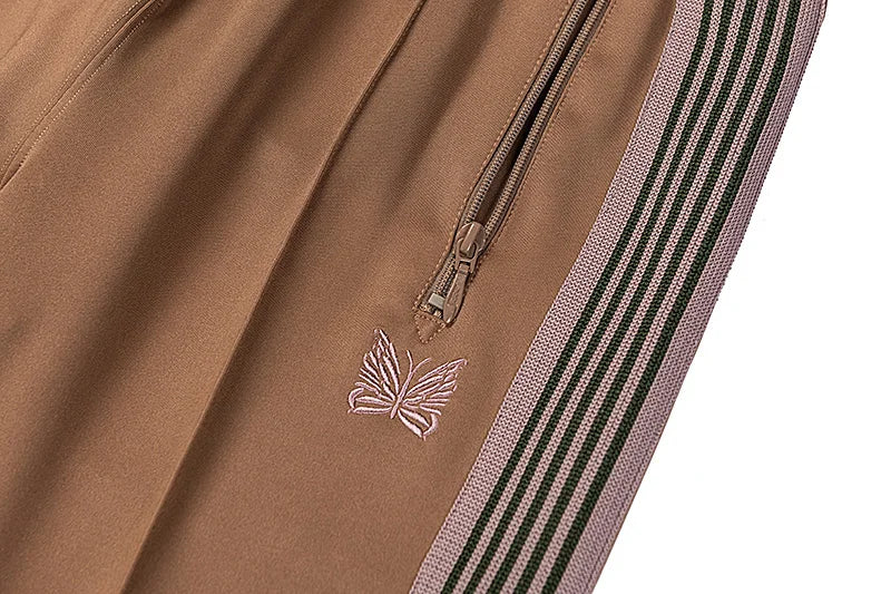 good quality brown motion casual pants men woman lovers trend side edge weaving embroidery drawstring loose trousers unique default style 5003