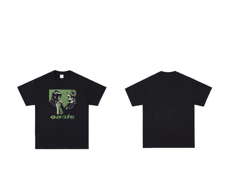 vaporwave vintage t-shirt featuring vintage rock band tee os washed old high street portrait print casual loose cotton couple tops t shirt for summer
