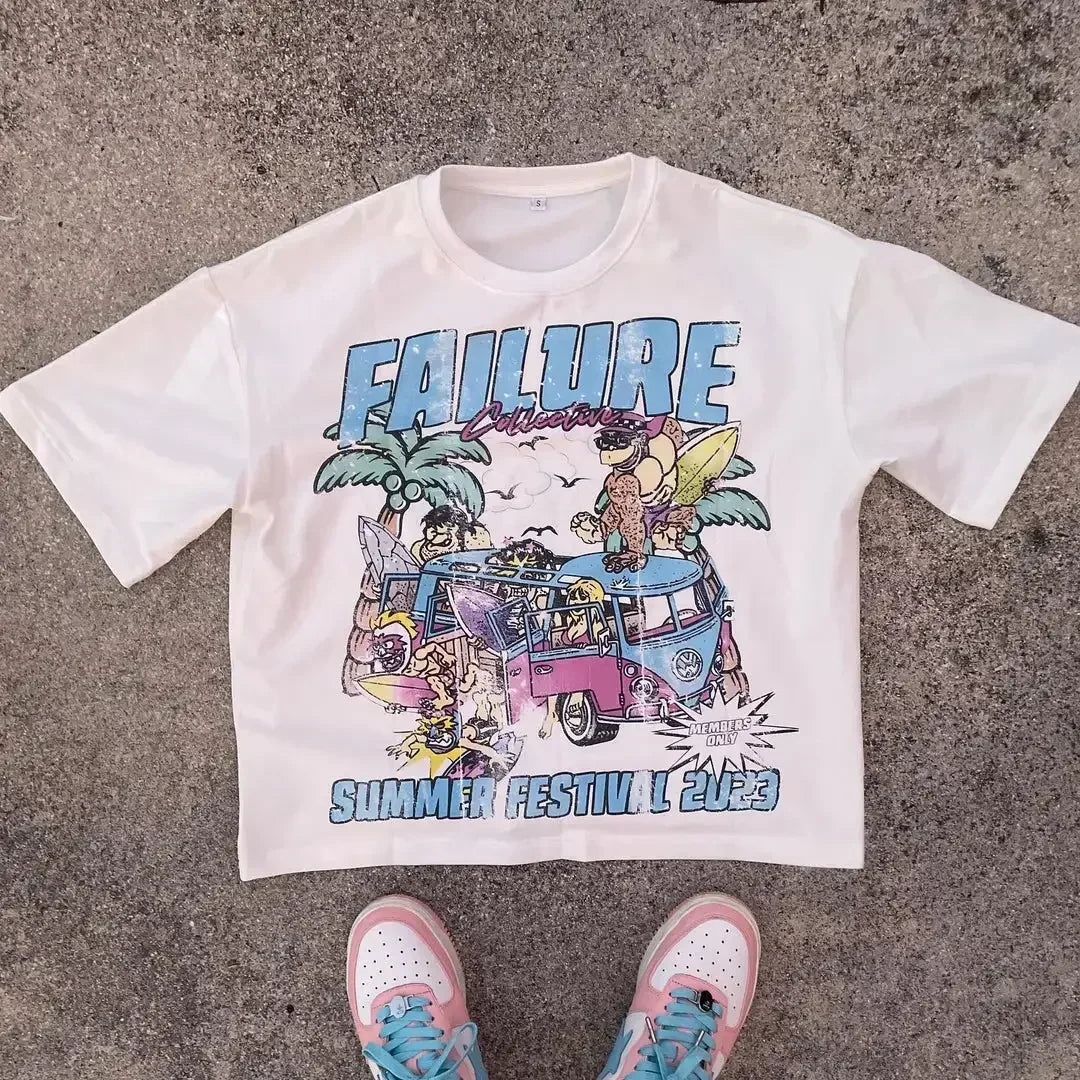 Glitchcore Design – American Letter Print Graphic T Shirts Vintage New – Edgy Streetwear for All Genders