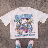 Glitchcore Design – American Letter Print Graphic T Shirts Vintage New – Edgy Streetwear for All Genders