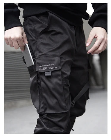 men side pocket cargo harem pants elastic waist trouser streetwear hip hop loose fit ankle drawstring military sweatpant jogger unique joggers style 2775
