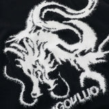 hip hop harajuku dragon pattern knitted sweater unisex o neck pullover streetwear y2k casual loose sweater warm jumper knitwear Y2K vintage urban hoodie, high quality cotton pullover, aesthetic street look hoodie