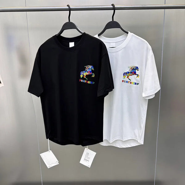 Skatercore Chrome logo – Summer Short Sleeved T Shirt Three Dimensional Embroidery Am