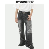 fashion loose streetwear denim jeans new casual wide legs straight jean pants hip hop ripped joggers baggy jeans men clothing relaxed fit joggers