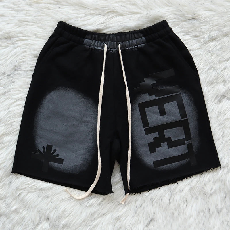 New 2023 Novelty High Men Vertabrae Comfortable Tie-dyed Skateboard Street Cotton Casual Shorts Kanye Hip-hop Parkour #183