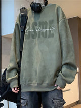 New In Letter Printed Suede Sweatshirts For Men Autumn Y2K Streetwear