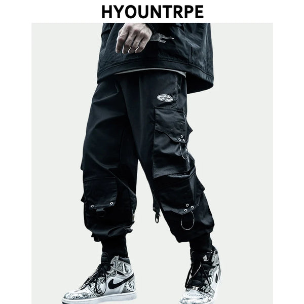 hip hop loose fit elastic waist cargo pants fashion side pocket ankle pants mens new casual drewstring sportwear pants joggers streetwear sweatpants