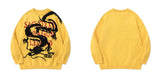 hip hop harajuku dragon pattern knitted sweater unisex pullover streetwear new year casual loose sweater warm jumper knitwear streetwear fashion hoodie, oversized graphic print design, trendy hip hop style outerwear