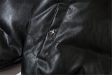 Men Waterproof Warm Jacket Winter Vintage PU Leather Parkas Embroidery Letter Thick Padded Coat Streetwear Hip Hop Loose Parka