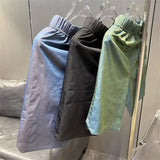 Men's Sports Shorts Summer Korean Graphic Sweatpants High Street Fashion Green Shorts High Quality Beach Quick Drying Shorts New