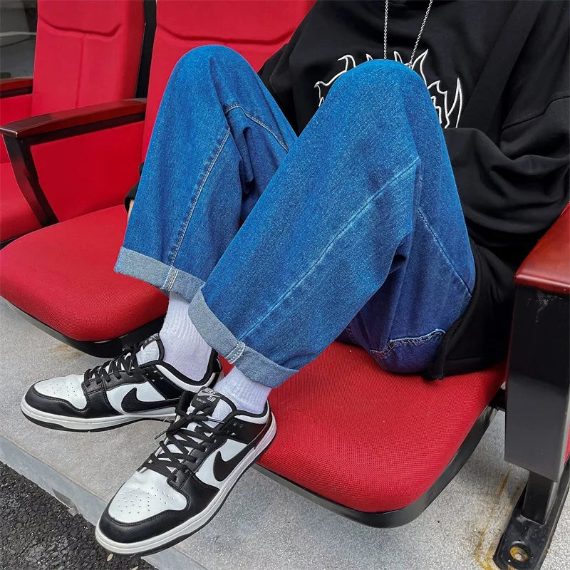 2023 spring new luxury fashion loose straight jeans men retro fashion high street pants boutique clothing simple style denim street jeans