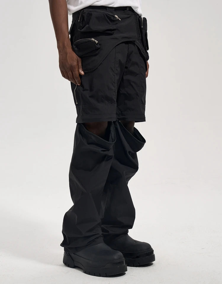 fashion detachable pants streetwear mens new casual hip hop streetwear cargo pocket tactical trousers straight joggers men pants unique joggers style 1640
