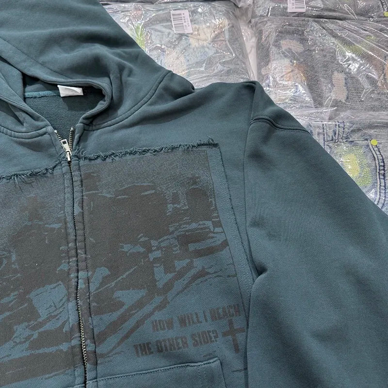 Darkwear hoodie with occult-inspired moon phase print