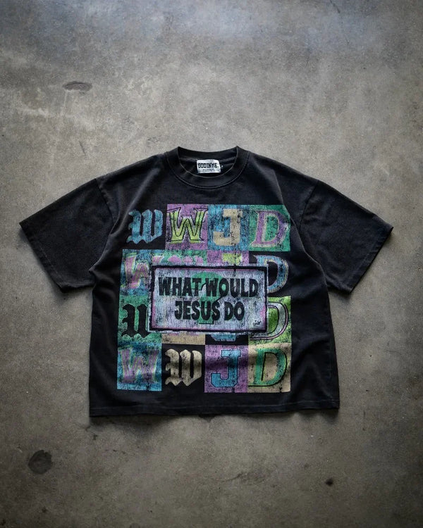 Anime Anime panel – Street Hip Hop Fashion Color Letter Pattern Printed Oversize