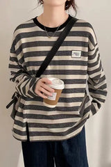Y2k Vintage print – Design Niche Slit Striped Bottoming Shirt Women Autumn And W