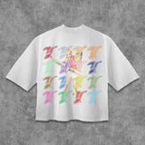 Glitchcore Graphic tee – Street Retro Popular Letter Pattern Oversized T Shirt Mens Y