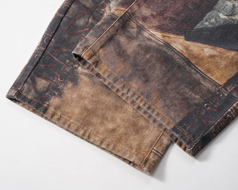 new autumn frayed patchwork baggy jeans pants for men and women straight ripped casual denim trousers oversized loose cargos unique cargo style 5528
