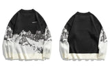 techwear street knit hoodie with oversized flame detail for urban fall winter outfits, street fashion menswear trend for seas