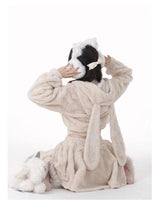 New Womens Bunny Ears Kawaii Hooded Jacket Casual Fashion Cute Slim Sexy Top Harajuku Y2k Hoodie Style High Waist Bud Skirt Suit