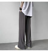 summer texture straight pants for men korean fashion baggy wide leg trousers casual drape pleated striped y2k pantalones hombre unique default style 492