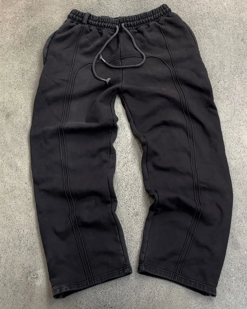 2024 high street trendy straight casual pants american harajuku retro splicing oversized sweatpants men personalized streetwear unique joggers style 2759