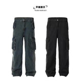 american spring and autumn street trendy personalized work clothes jeans for couples loose retro straight leg casual pants y2k vintage washed jeans