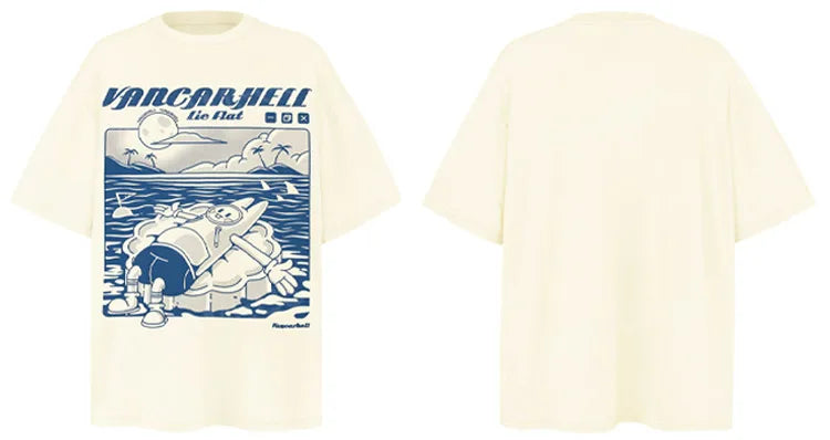 Glitchcore Crying angel – Men Retro Casual T Shirt Cartoon Creative Print Short Sleeve