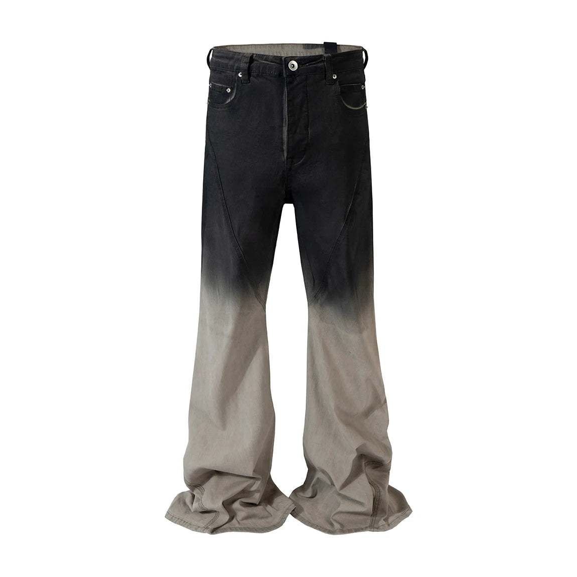 retro patchwork gradient slim flared jeans floor mop wide jean pants street wear new fashionable hip hop washed vintage mens stacked flare jeans