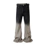 retro patchwork gradient slim flared jeans floor mop wide jean pants street wear new fashionable hip hop washed vintage mens stacked flare jeans