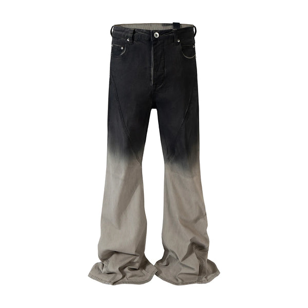retro patchwork gradient slim flared jeans floor mop wide jean pants street wear new fashionable hip hop washed vintage mens stacked flare jeans