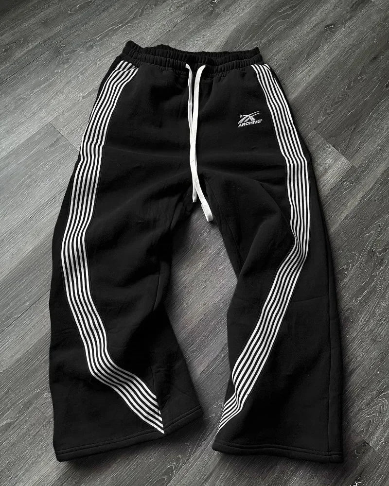 retro harajuku hip hop american y2k new casual pants side striped casual pants mens womens street drawstring high waist pants unique default style 4733